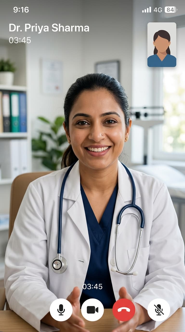Doctor on video consultation call with patient